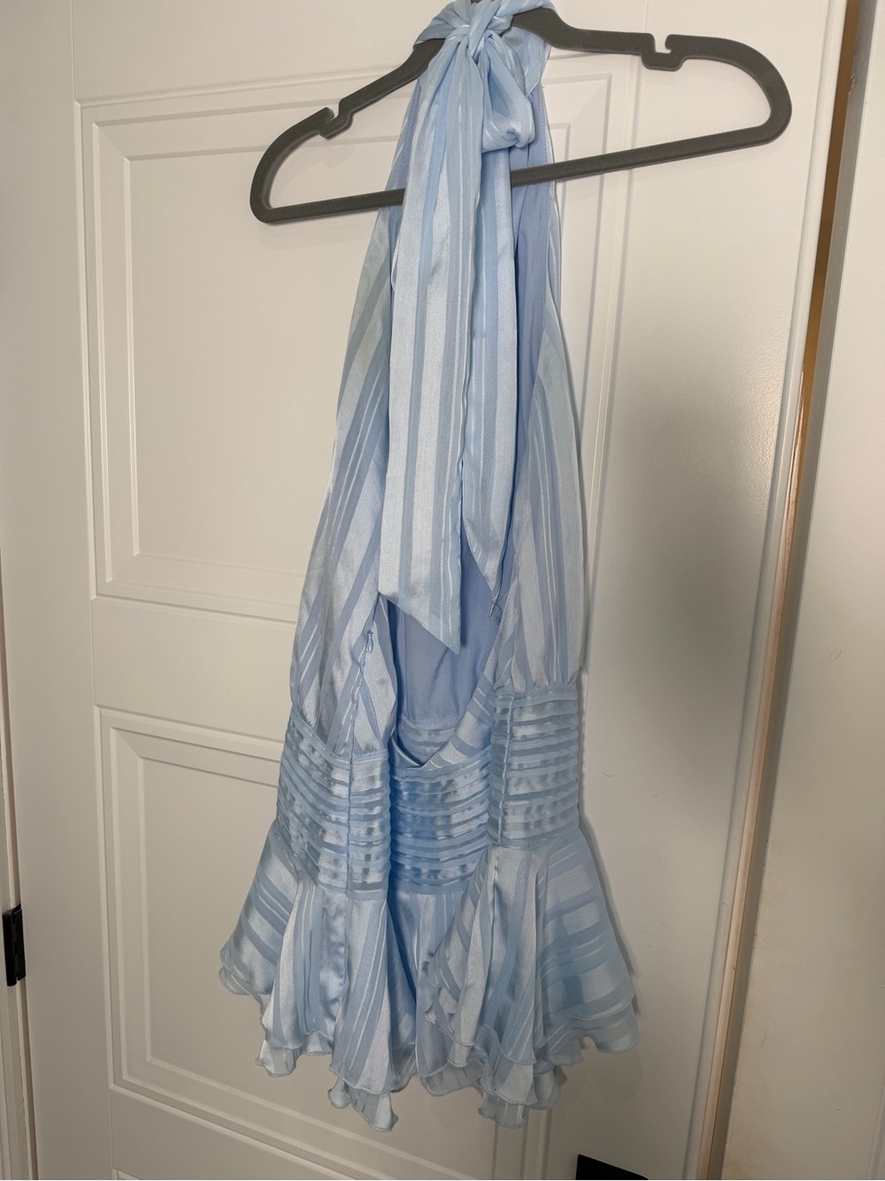 REVOLVE Light Blue Halter Ruffled Mini Dress - Picture 2 of 3